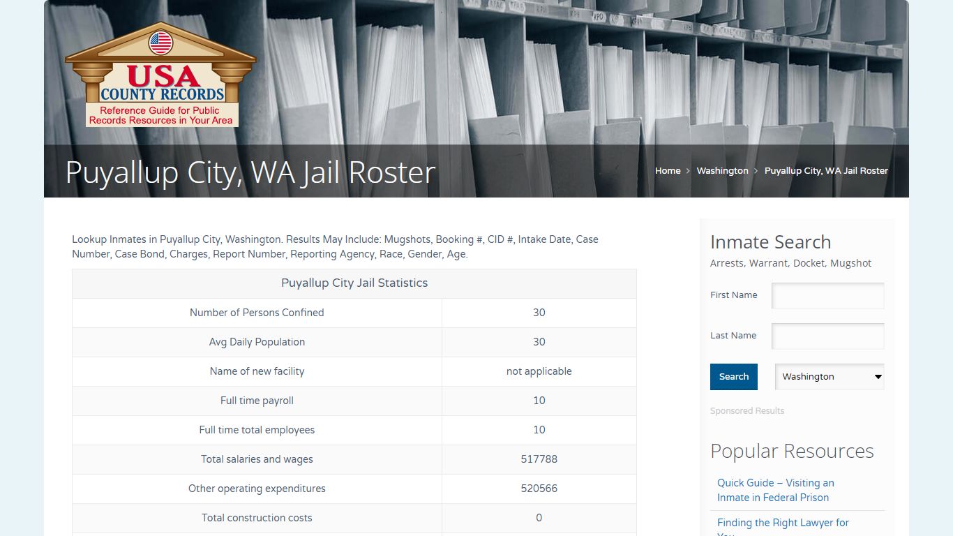 Puyallup City, WA Jail Roster | Name Search